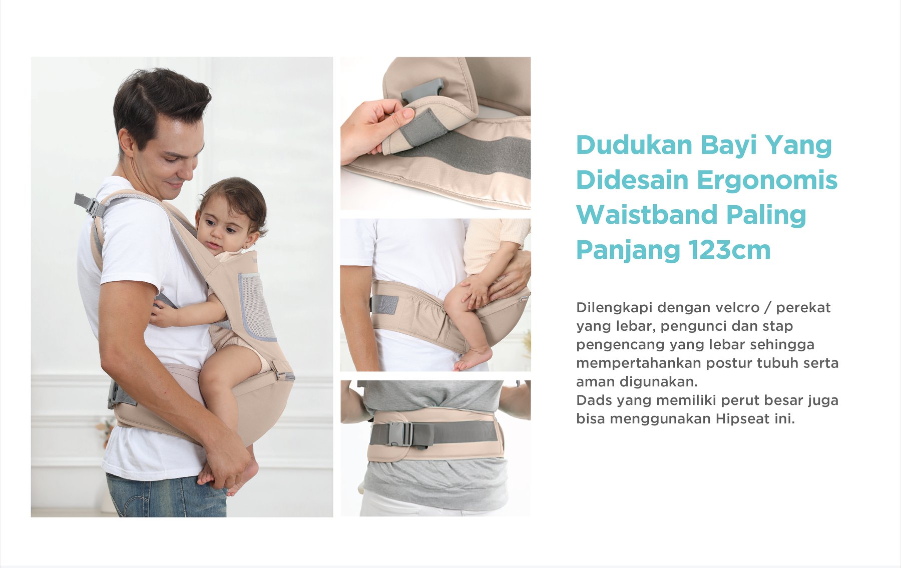 MOOIMOM Casual Hipseat Carrier - Gendongan Bayi description image