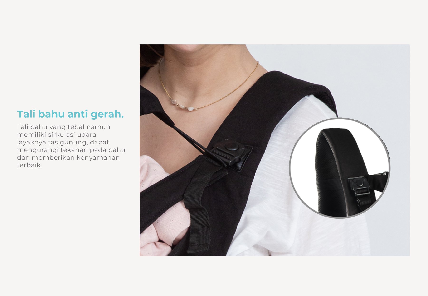 Nero Bianco Lightweight Hipseat Carrier - Gendongan Bayi Depan description image