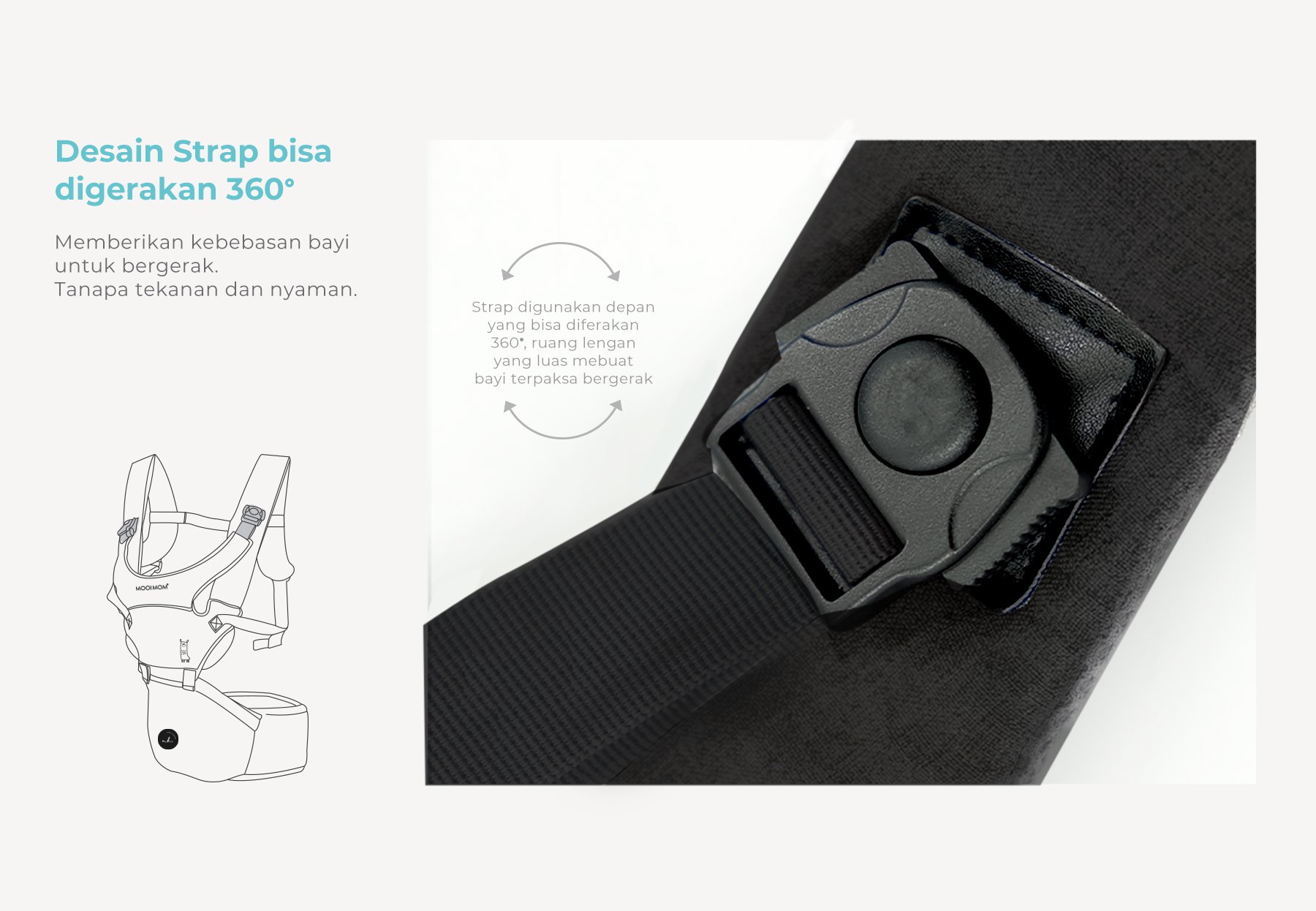 Nero Bianco Lightweight Hipseat Carrier - Gendongan Bayi Depan description image