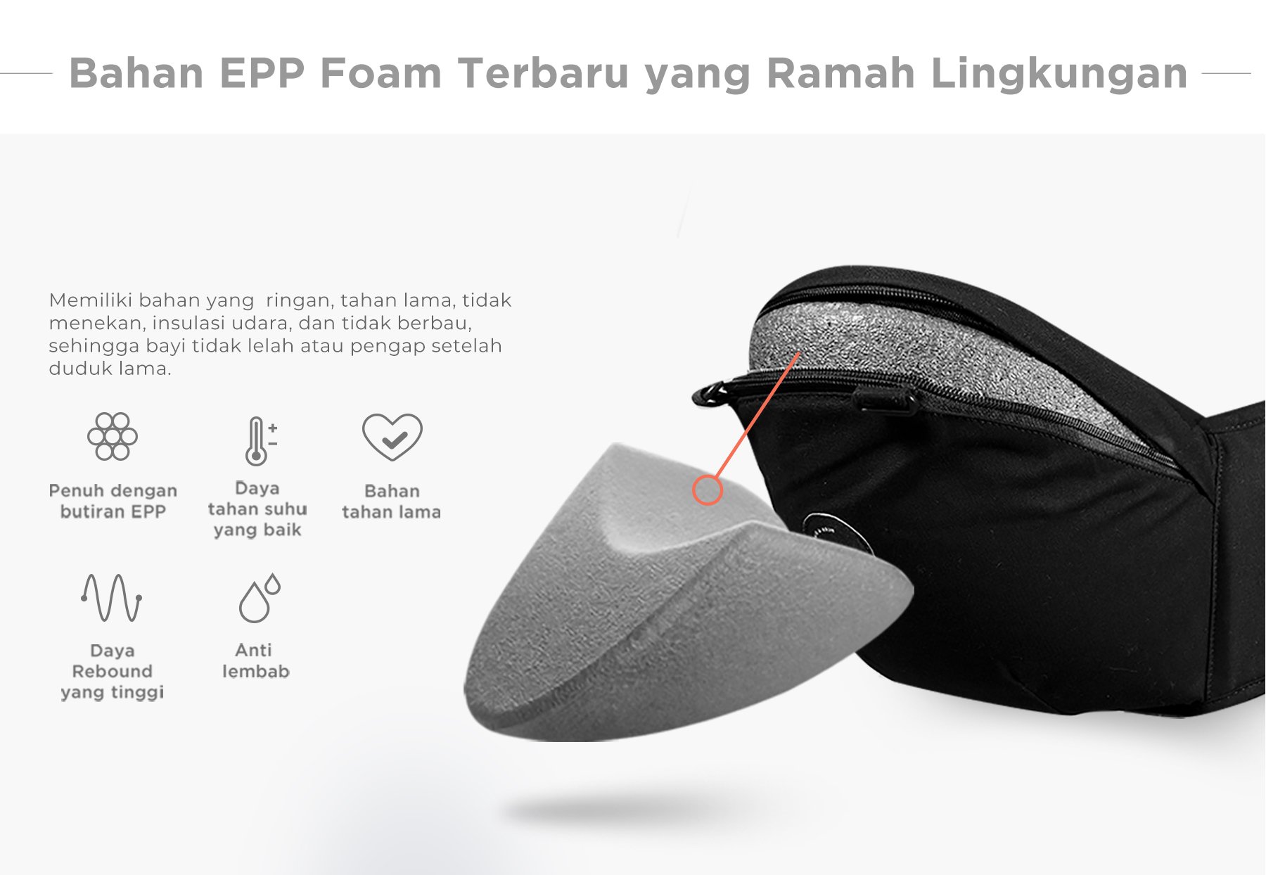 Nero Bianco Lightweight Hipseat Carrier - Gendongan Bayi Depan description image