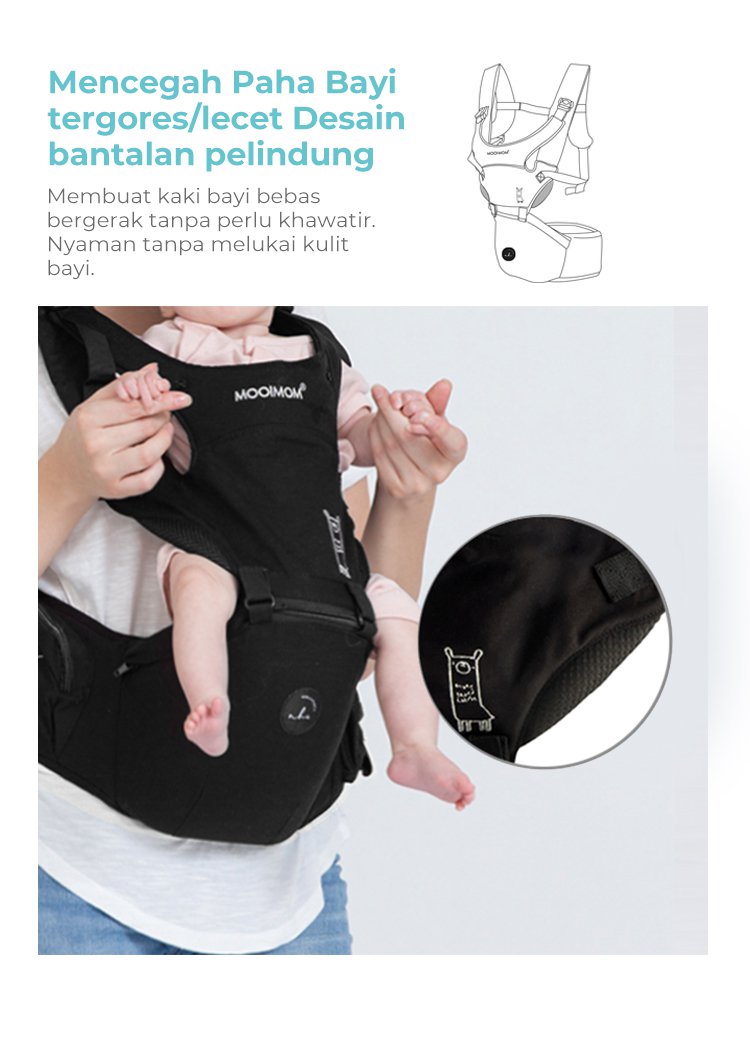 Nero Bianco Lightweight Hipseat Carrier - Gendongan Bayi Depan description image