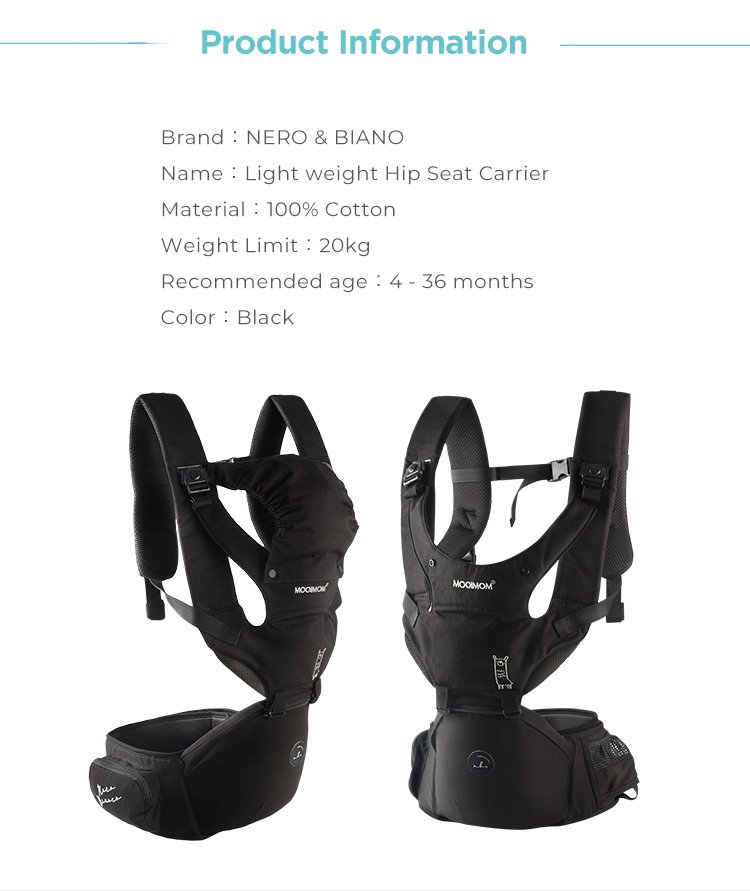 Nero Bianco Lightweight Hipseat Carrier - Gendongan Bayi Depan description image