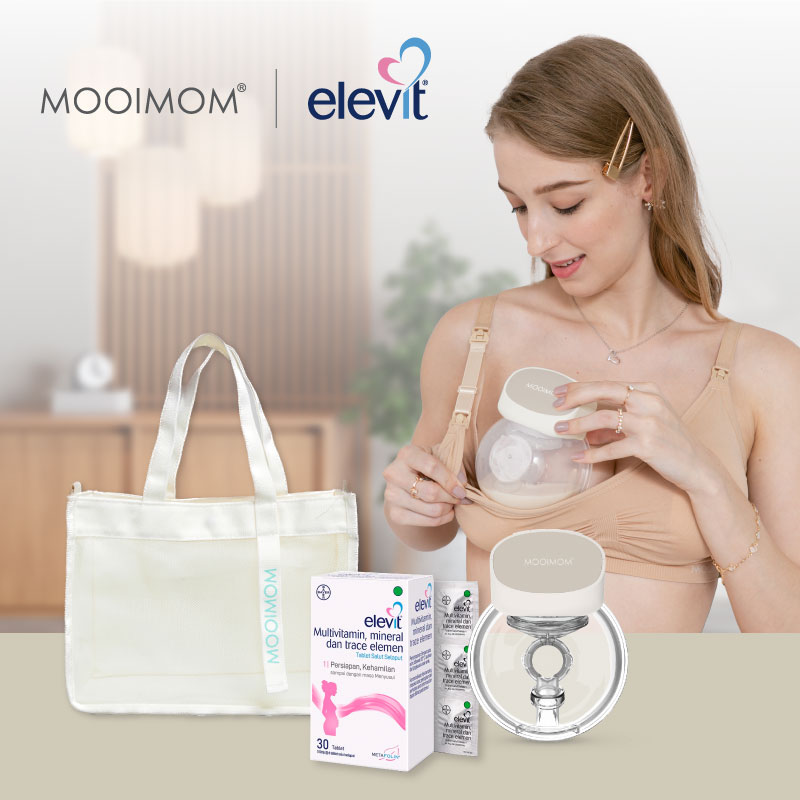 MOOIMOM Special Kit Hands Free Electric Breast Pump M2 Pro (1pcs) with Goodie Bag x Elevit